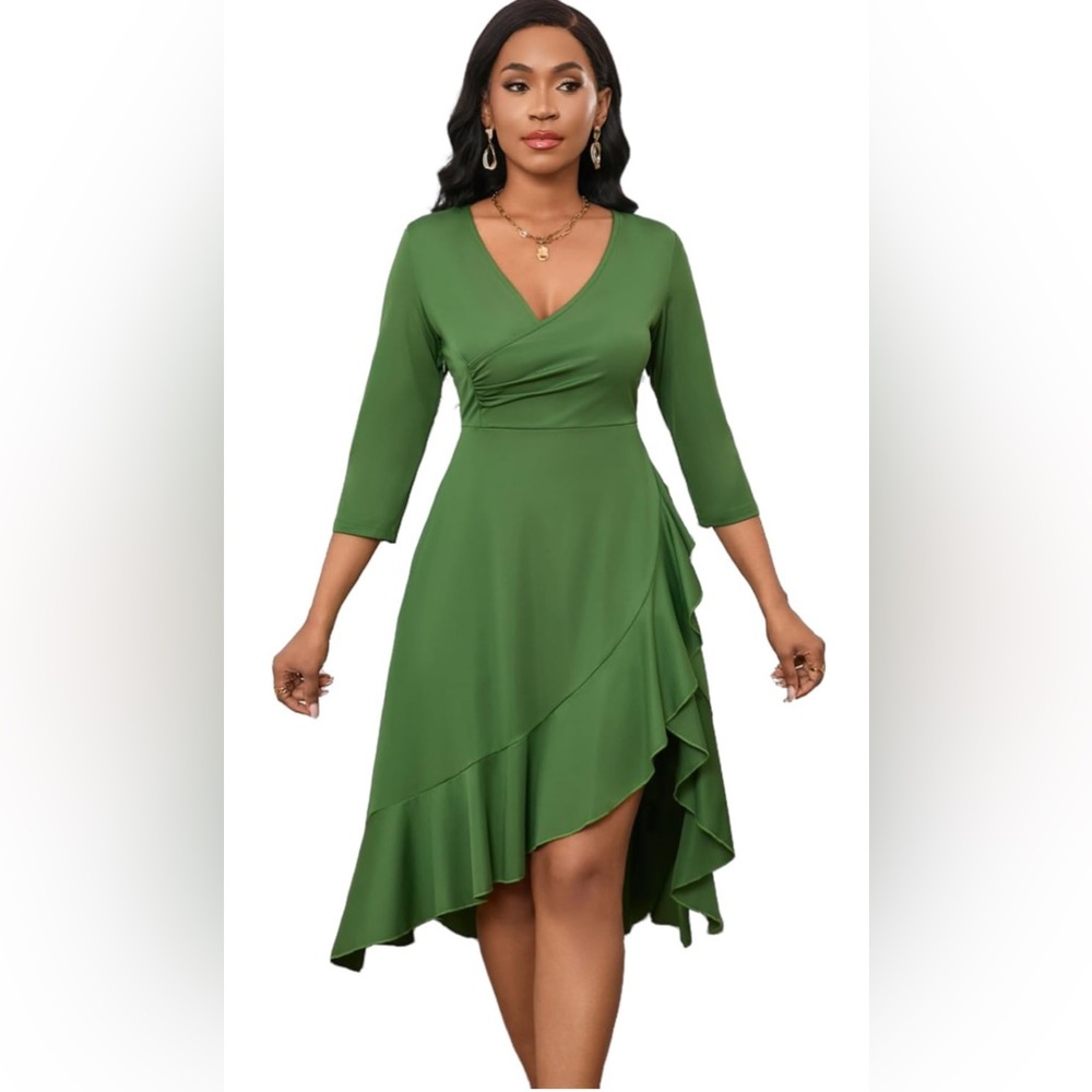 Elegant Green Wrap Dress